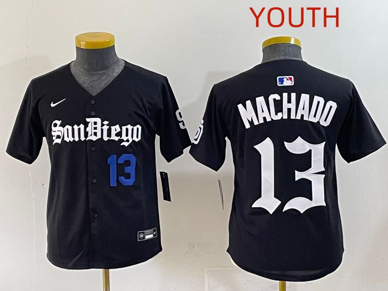 Youth 2025 San Diego Padres #13 Machado Black Five generations Joint Name Nike MLB Jersey style 2